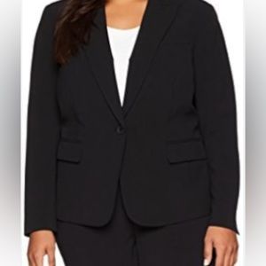 AK Anne Klein Size 16 One Button Charcoal Blazer Jacket